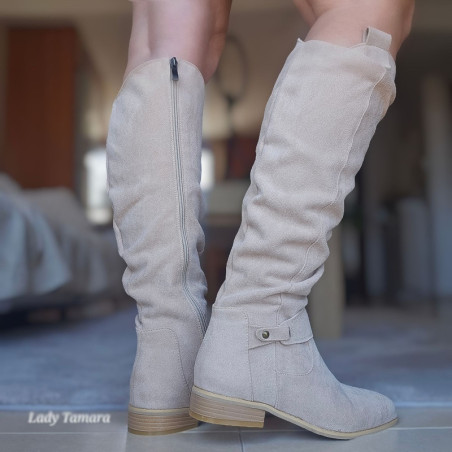 Beige Stiefel - kniehoch